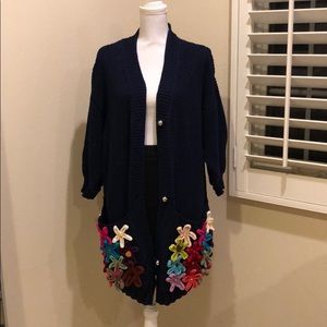 Cute AKRO cotton cardigan with 3D flower